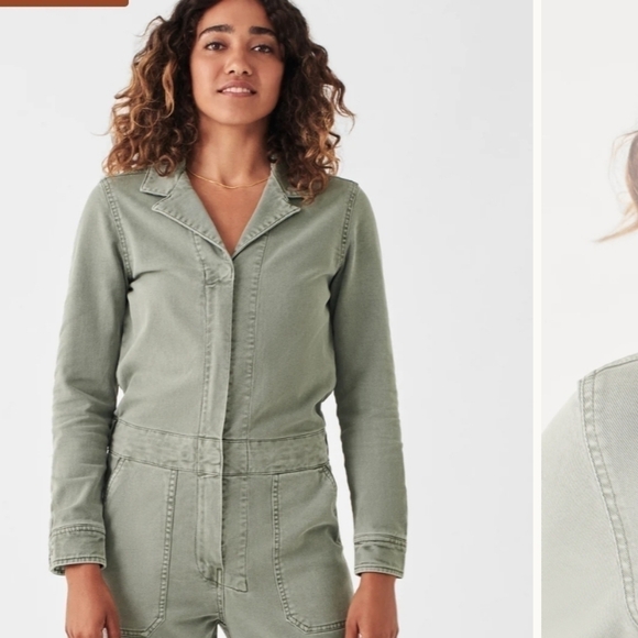 Faherty Overland Twill Jumpsuit olive XS NWT - Picture 3 of 10